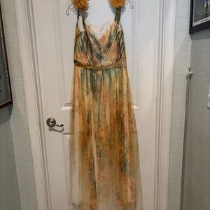 Women’s Floral Maxi Dress in Yellow Green - Elegant Sleeveless Design